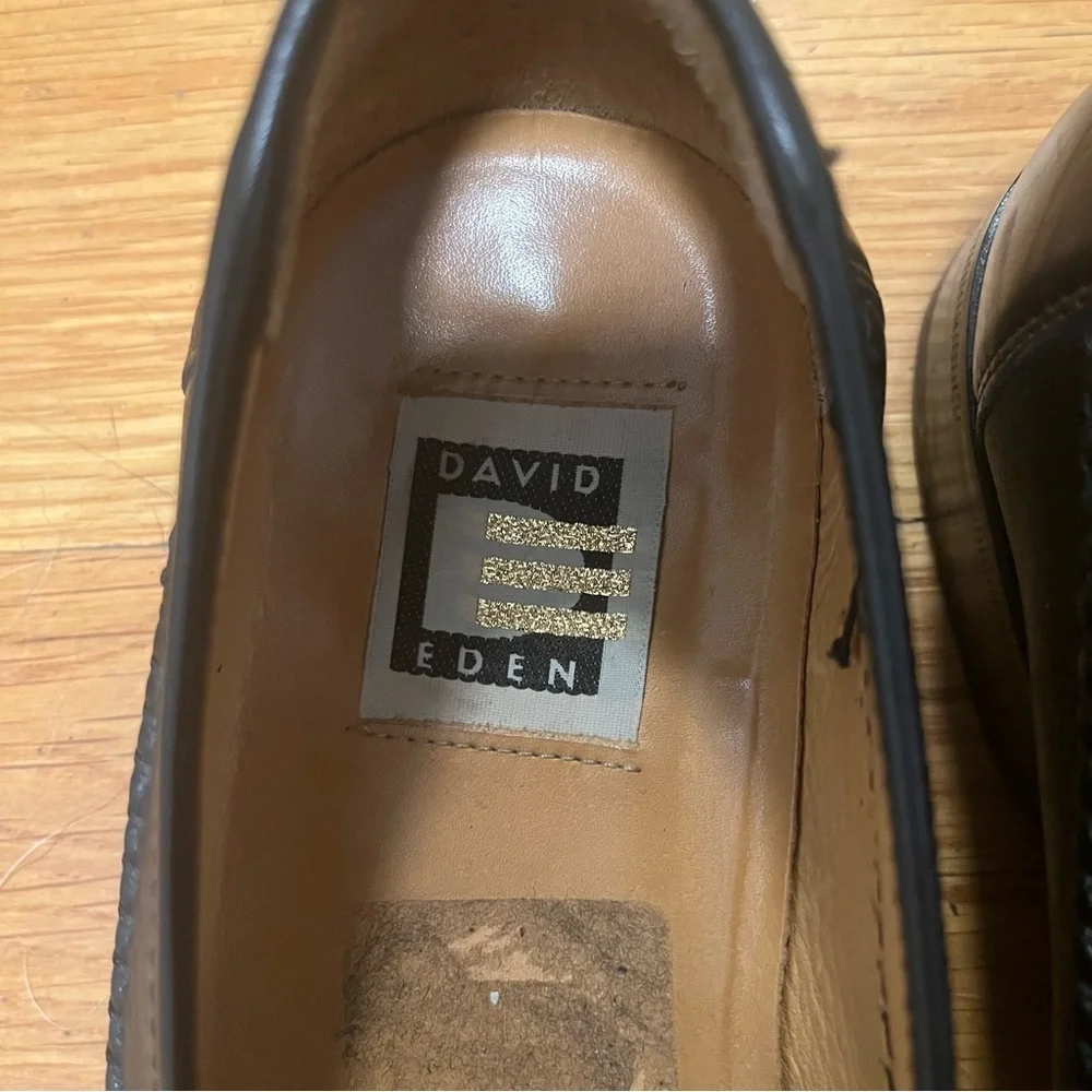 David Eden Alligator Tassel Loafers Black Size 6.5